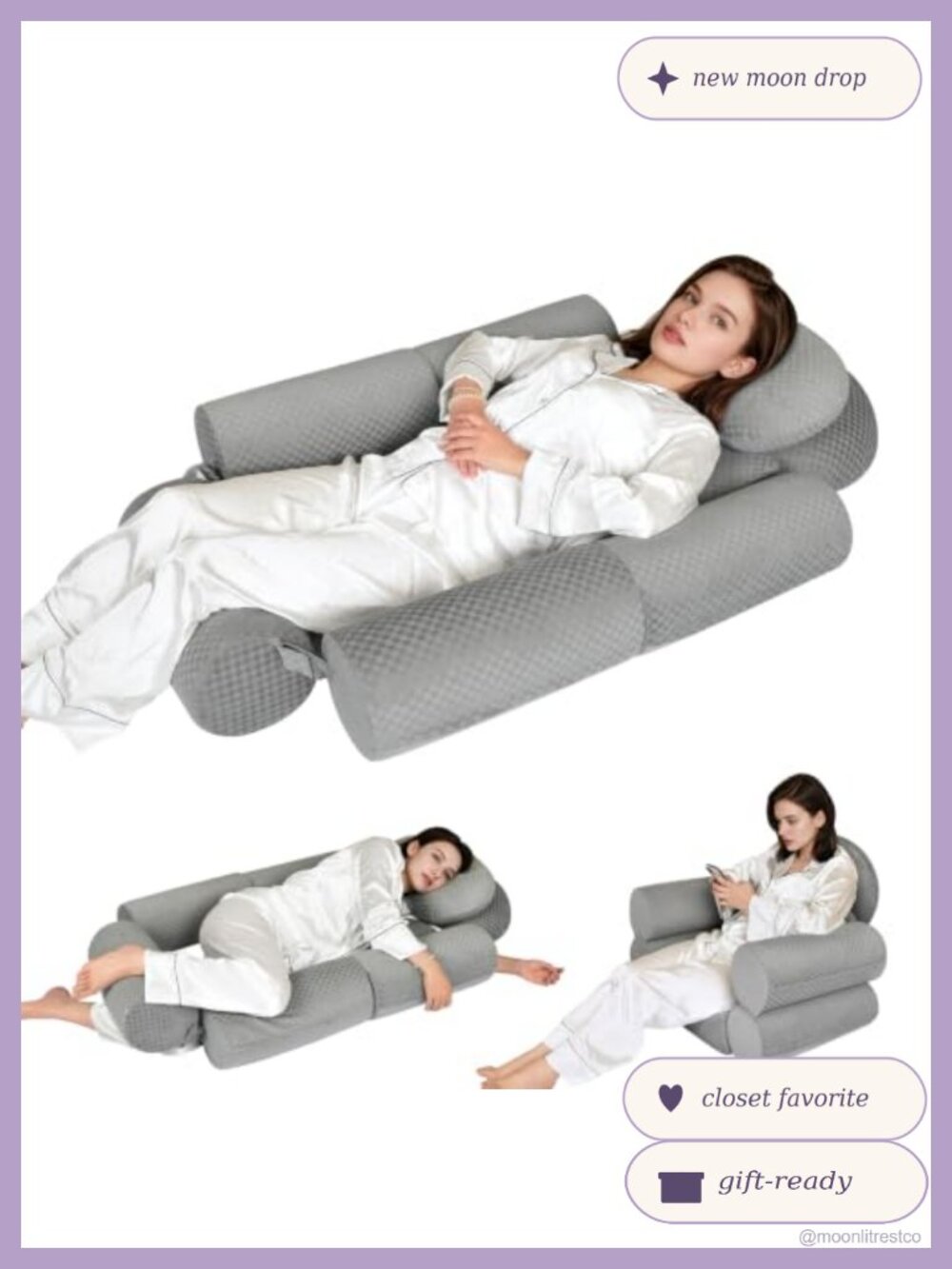 Memory Foam Side Sleep Pillow System Adjustable Wedge Set for Alignment